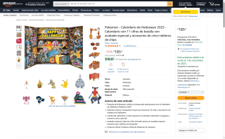 Calendario Pokemon de Halloween 2025 con Figuritas en $185 | Oferta Amazon