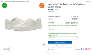 Kenneth Cole Tenis para Caballero por $399 en Costco