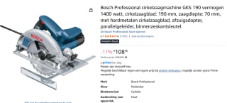 Bosch Professional Bosch Power Tools Handcirkelzaag voor €108,90 bij Amazon