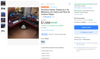 Escritorio Gamer Tielopa L 130x130cm por $1,049 | Oferta Mercado Libre