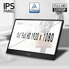 MSI Pro MP161 E2 15.6 Inch Full HD Portable Monitor - 1920 x 1080 IPS Panel, 60Hz, Ey