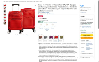 2 Maletas de Viaje 18" y 15" por $999 | Amazon
