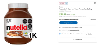 Crema de Avellana con Cacao Ferrero Nutella 1kg por $179 | Sam's Club