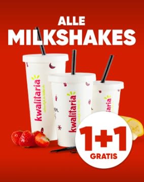 1+1 gratis op milkshakes bij Kwalitaria