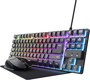 GXTrust Pack Teclado Gaming QWERTY Español con Ratón y Alfombrilla, Negro por 24.99€