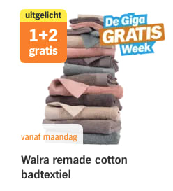 1+2 gratis op Walra remade cotton badtextiel bij de AH