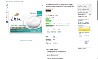 Jabón Dove Neutro Sensitive 4pzs por $30 | Amazon