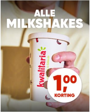 €1 korting op alle milkshakes bij Kwalitaria
