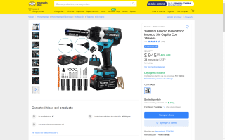 Taladro Inalámbrico 1500n.m 2 baterías por $946 | Oferta Mercado Libre