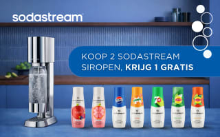 1+1 gratis op alle smaken sodastream siropen na cashback