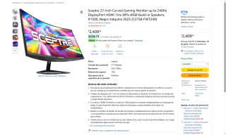 Monitor Gaming Sceptre 27" por $2,410 | Oferta Amazon