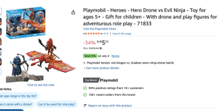 PLAYMOBIL Heroes 71833 Helden-drone tegen boze Ninja voor €18,75 bij Amazon