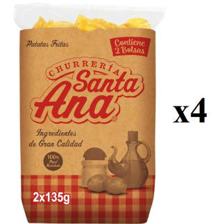 4 Bolsas de Patatas fritas de churrería SANTA ANA, cartucho 270 g por 7.76€