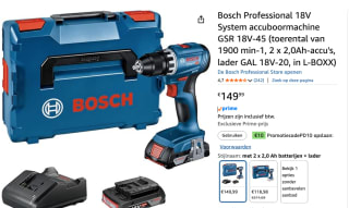 Bosch Professional 18V System accuboormachine GSR 18V-45 voor €149,99 bij Amazon