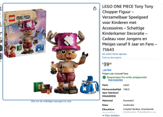 LEGO ONE PIECE Tony Tony Chopper voor €39 bij Amazon
