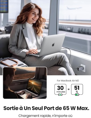 UGREEN Nexode 65W (3 ports) pour 23,46€ chez Amazon