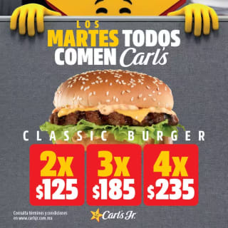Classic Burger por $60 los Martes en Carl's Jr.