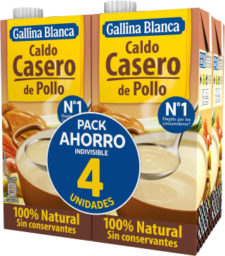 Gallina Blanca Caldo Casero de Pollo 1 L (paquete de 4) por 6,99€
