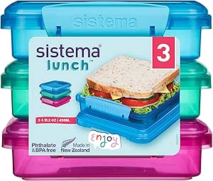 Sistema Lunch Sandwich Boxes 450ml (Pack of 3) - £3.50