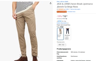 Jack & Jonesheren broek voor €16,33 bij Amazon