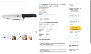 Victorinox Swiss Army 5.2063.20-X14 Negro 8" por $727 | Amazon