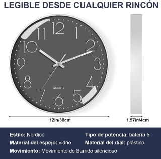 Reloj de pared de cuarzo silencioso (12 pulgadas) por $199 en Amazon