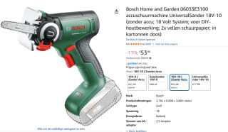 Bosch UniversalSander 18V-10 - Accu multischuurmachine voor €53,46 bij Amazon