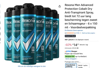 Rexona Men Advanced Protection Cobalt Dry 6 x 150 ml voor €14,37 bij Amazon