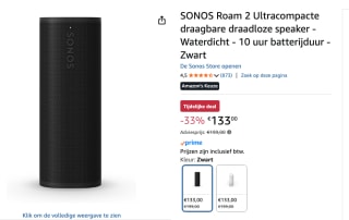 Sonos Roam 2 Draadloze stereoluidspreker voor €133 bij Amazon