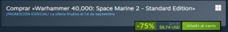 Warhammer 40,000: Space Marine 2 por $199 en Steam