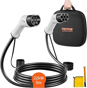 VEVOR Cable Vehículo Eléctrico Tipo 2 a Tipo 2 Cable de Carga EV 32A 22kW por 94.54€