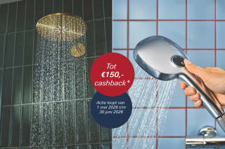 Tot €100 cashback op geselecteerde GROHE douchesystemen, inbouwdouches, renovatiesets