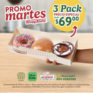3 Pack de Donas por $69 | Krispy Kreme