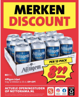 Affligem Tripel 12-pack voor €8,99 bij Nettorama