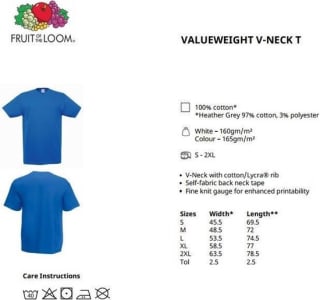 10x Fruit of the Loom V-Hals ValueWeight T-shirt voor €22,75 bij Bol