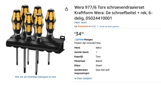 Wera TORX Schroevendraaierset - 6 stuks voor €34,95 bij Amazon