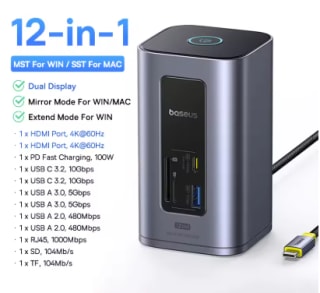 Baseus 12-in-1 USB C HUB naar HDMI 4K voor €53,39 dmv code bij Aliexpress