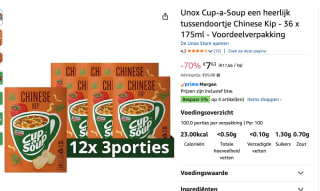 Knorr Cup a Soup Chinese kip 12 x 3 porties voor €7,63 bij Amazon