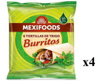 4 Paquetes de Tortillas de trigo Burritos Mexifoods sin aceite de palma 6 ud. a 4.68€