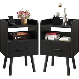 YMYNY Set de 2 Mesitas de Noche HST020B-2 (39x29,5x59,5 cm) por 39,99€ en Amazon