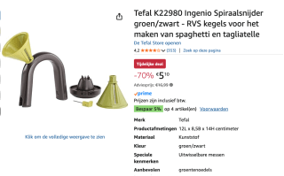 Tefal Ingenio Kitchentools K22980 - Spiraalsnijder voor €5,10 bij Amazon