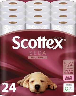 Scottex Seda Acolchado, pack de 24 rollos grandes por 15,99€ en Amazon