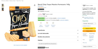 Barcel Chips Toque Maestro Parmesano 140g por $39 en Amazon