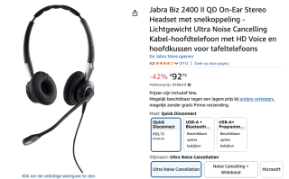 Jabra Biz 2400 II QD On-Ear Stereo Headset met snelkoppeling voor €92,89 bij Amazon