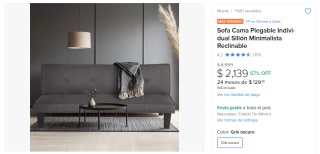 Sofa Cama Plegable Individual por $2,139 | Oferta Mercado Libre