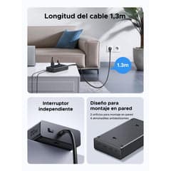 UGREEN Regleta 10 en 1 (6 tomas AC, 4 puertos USB) por 9,99€ en Outlet PC