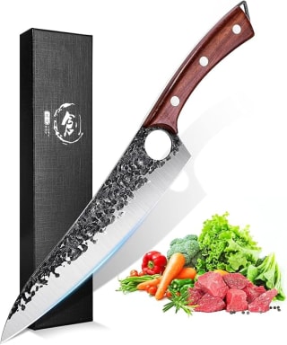 Purple Dragon Hand Forged High Carbon Steel Chef Knife with Wooden Handle for £7.99