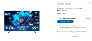Pantalla TCL 65" QLED por $6,372 | Sam's Club