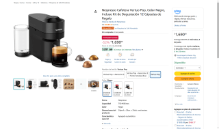 Cafetera Nespresso Vertuo Pop por $1,690 | Oferta Amazon