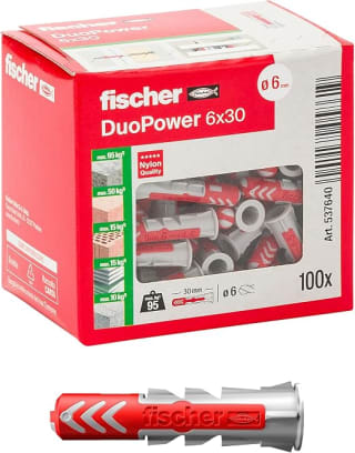 Fischer Lot de 100 chevilles DuoPower 6 x 30 mm pour 7,81€ chez Amazon